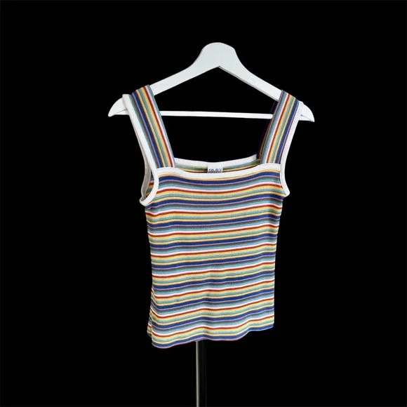 Vintage 70's Avon Fashions Sleeveless Tank Rainbow Tank Top Hippy Boho - Picture 2 of 6